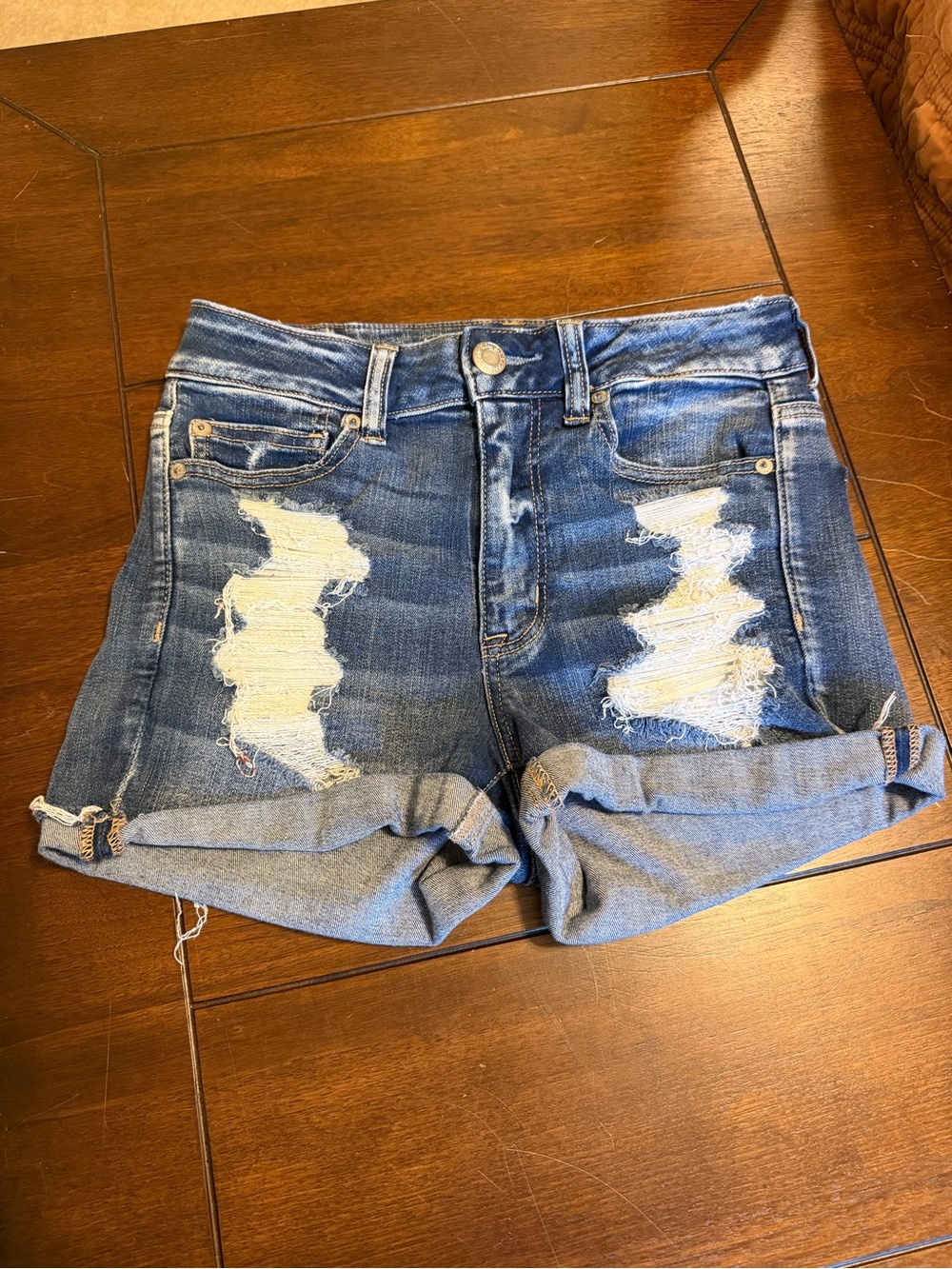 American Eagle Outfitters Distressed Rolled Cuff Denim Shorts